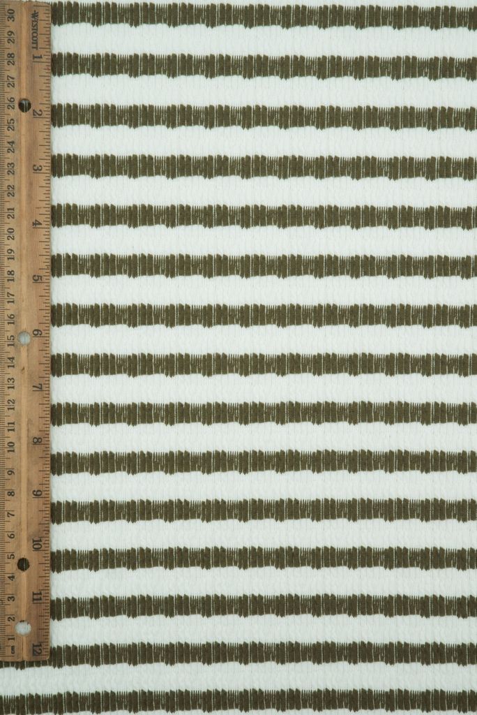 JACQ-4619 / IVORY/OLIVE / 98%POLY 2%SPAN BUBBLE JACQUARD STRIPE