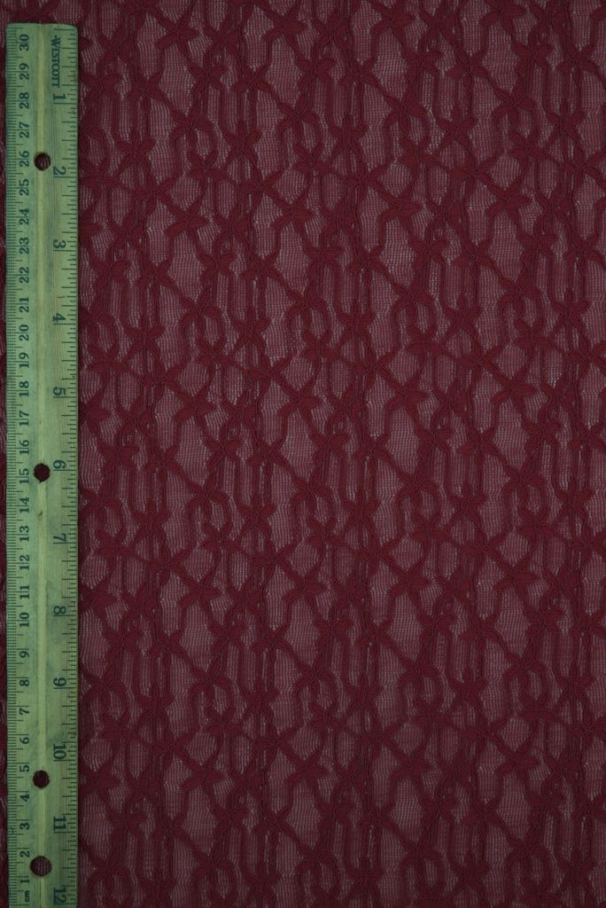 LACE4511 / BURGUNDY / 90%NYLON 10%SPAN DITSY FLOWER LACE