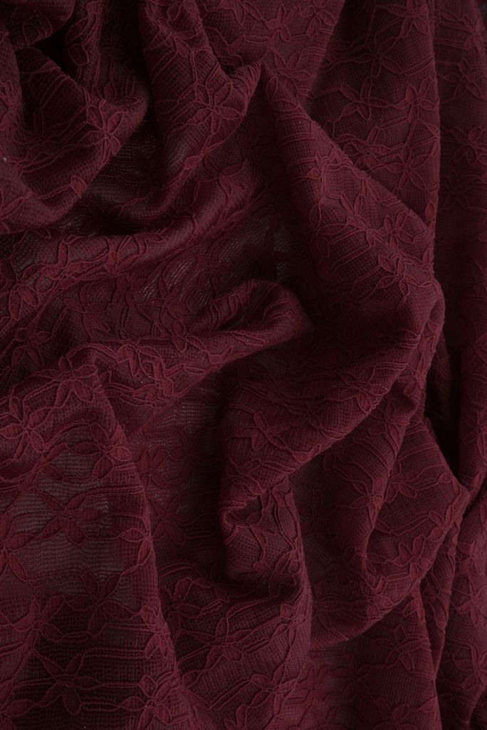 LACE4511 / BURGUNDY / 90%NYLON 10%SPAN DITSY FLOWER LACE