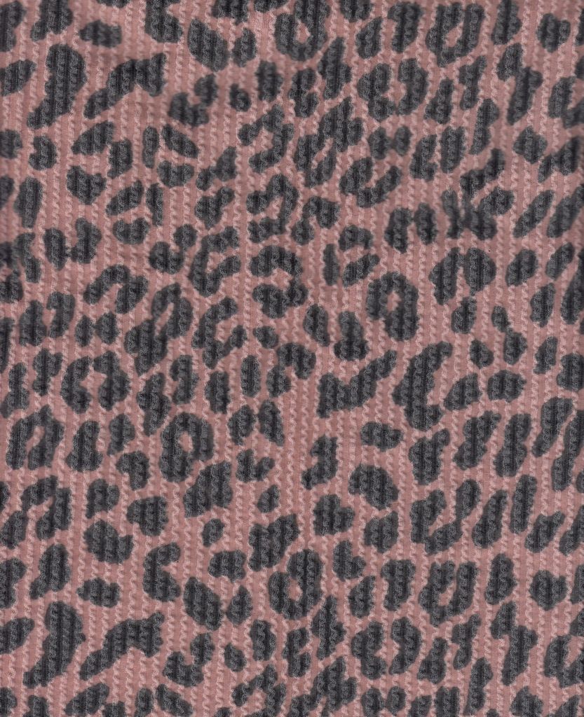 KNT4463-S304102 / CLAY / 80%POLY 15%RAYON 5%SP DOUBLE KNIT COZY ANIMAL PRINT