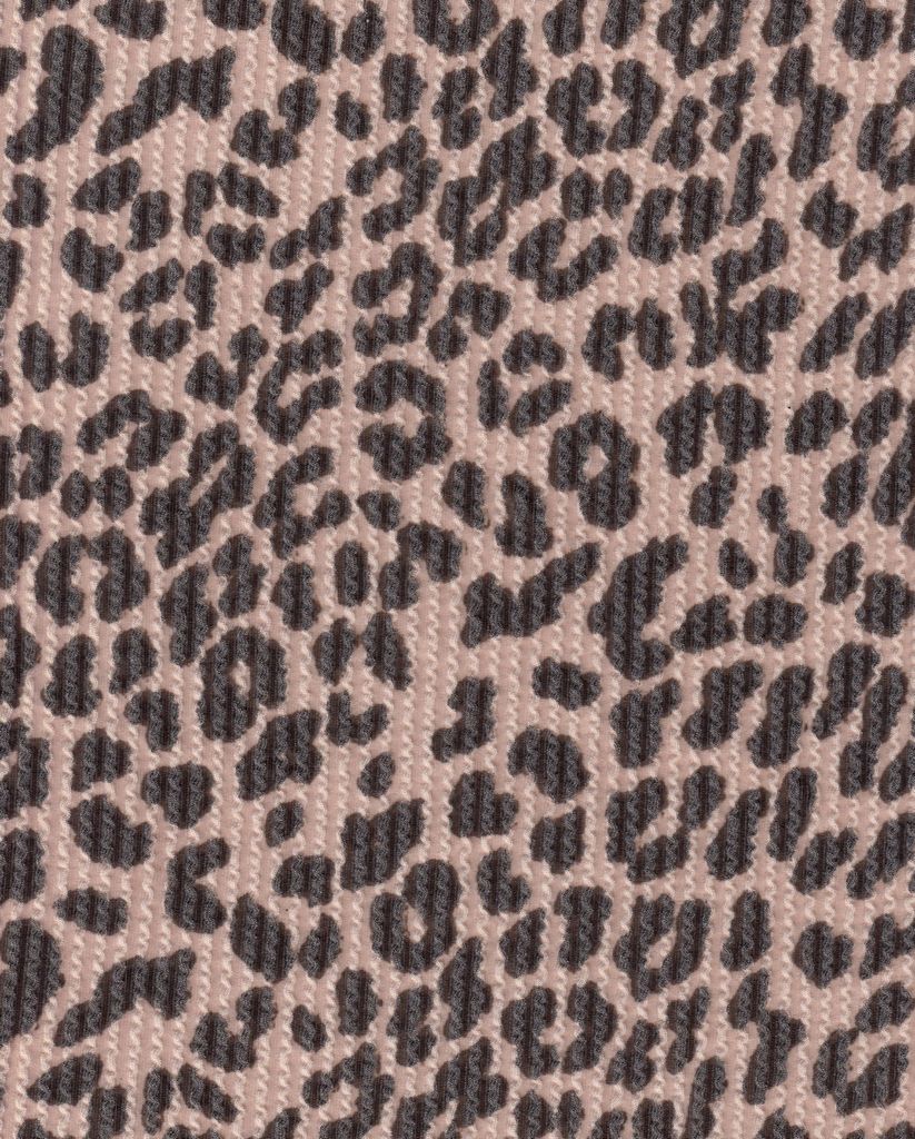 KNT4463-S304102 / TAUPE / 80%POLY 15%RAYON 5%SP DOUBLE KNIT COZY ANIMAL PRINT