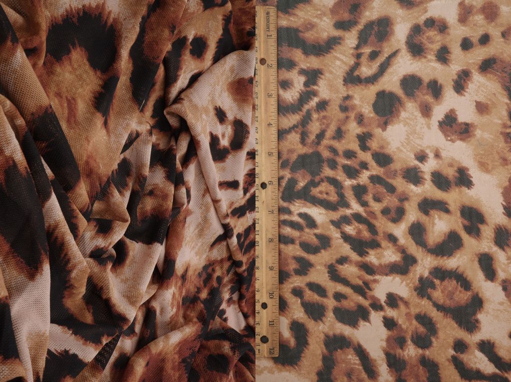 MESH-MS11417 / MOCHA/BLACK / 94%P 6%SP MESH ANIMAL/ABSTRACT SKIN PRINT