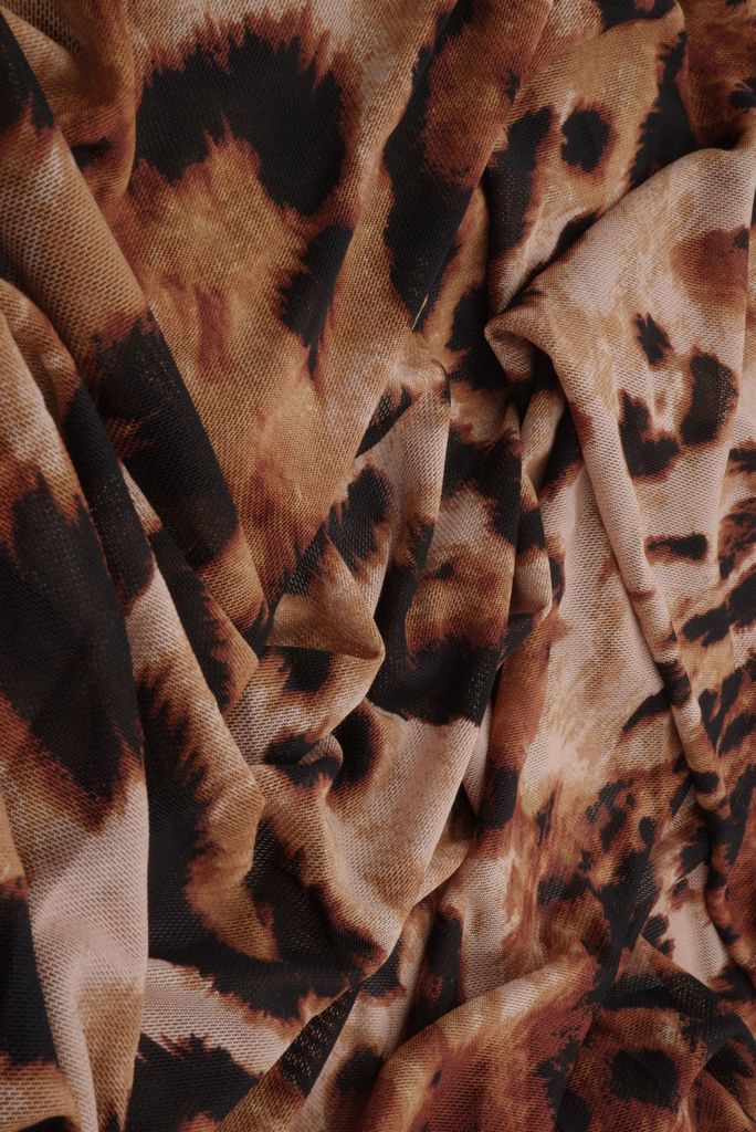 MESH-MS11417 / MOCHA/BLACK / 94%P 6%SP MESH ANIMAL/ABSTRACT SKIN PRINT