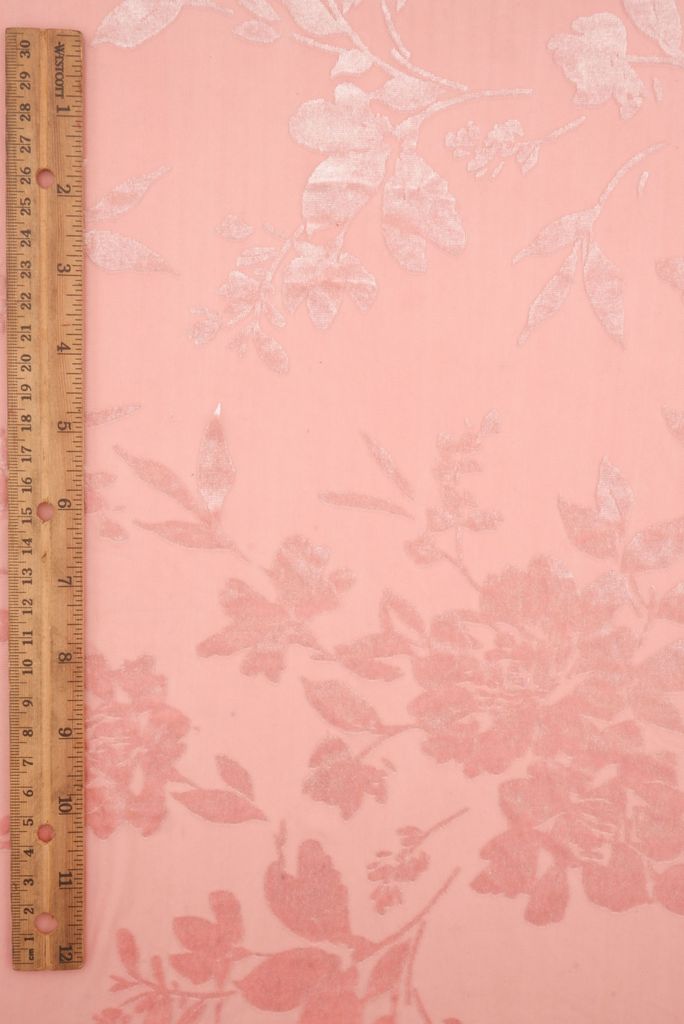 KNT3869-MS11375 / MAUVE / 65%P 27%N 8%S VELVET BURNOUT FLORAL PRINT