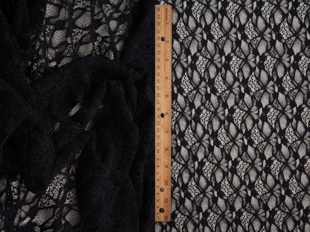 LACE4661 / BLACK / 97%NYLON 3%SPAN BUBBLE DITSY FLOWER LACE
