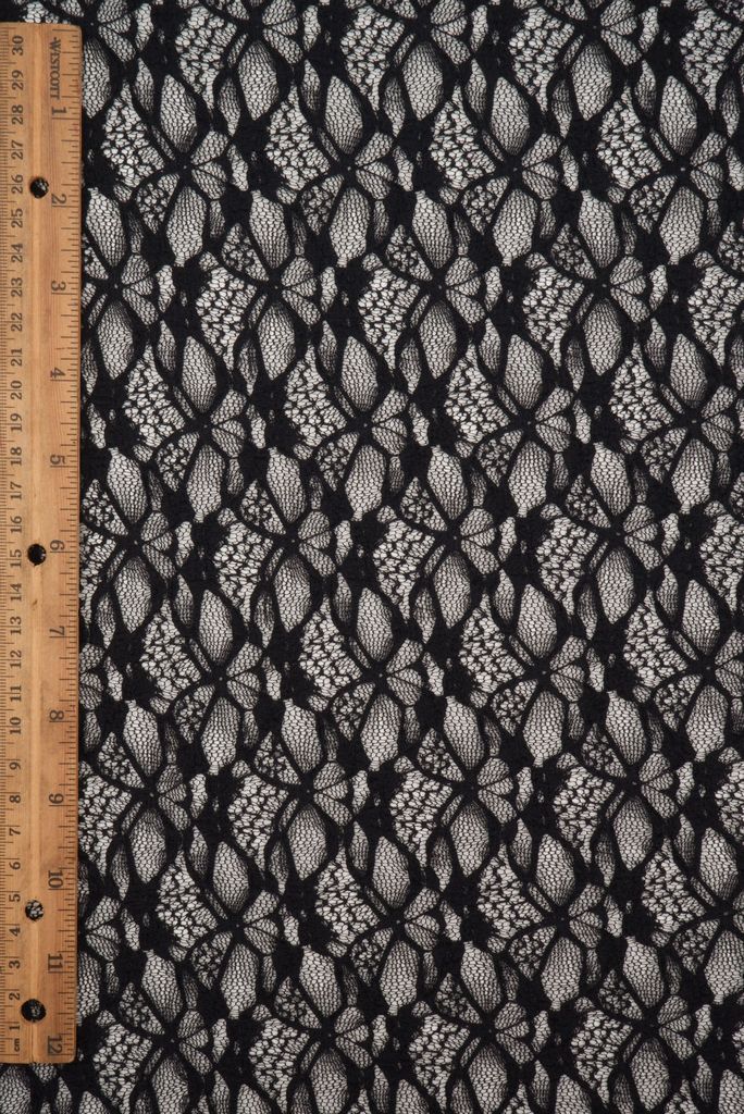 LACE4661 / BLACK / 97%NYLON 3%SPAN BUBBLE DITSY FLOWER LACE