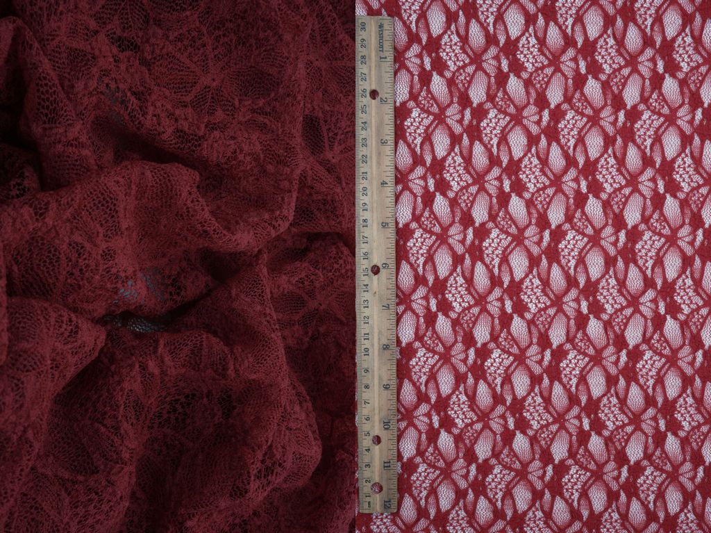 LACE4661 / CHERRY RED / 97%NYLON 3%SPAN BUBBLE DITSY FLOWER LACE