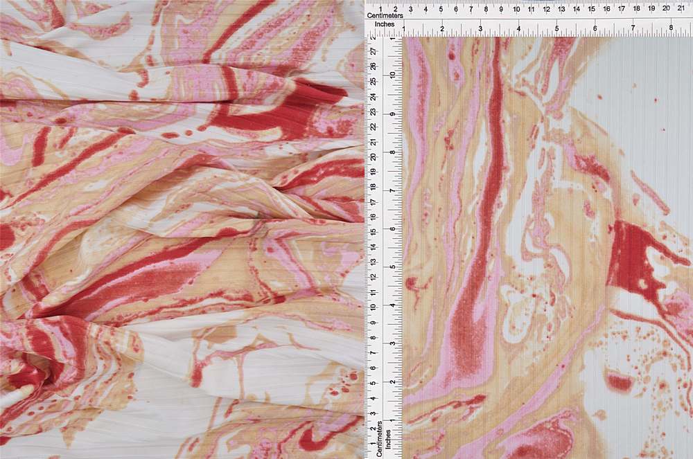 KNT4135-MS10401 / BEIGE/ROSE / 87%POLY 13%SPAN 8X3 YUMMY RIB MARBLE PRINT