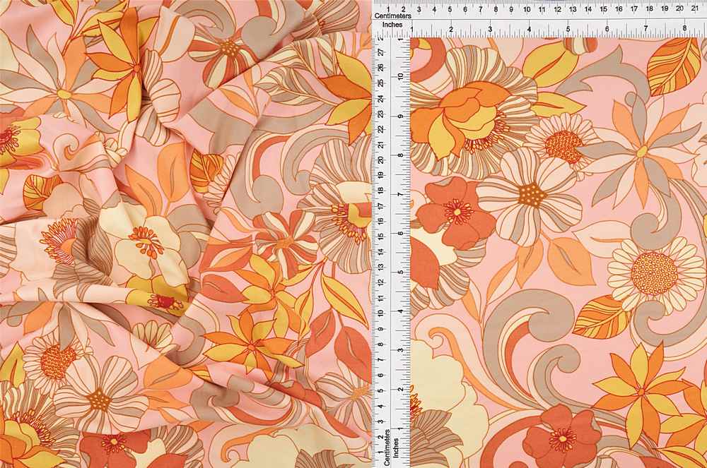 KNT2100-MS10070 / PEACH/RUST / 95%P 5%SP DTY BRUSH PUCCI FLORAL/FLOWER