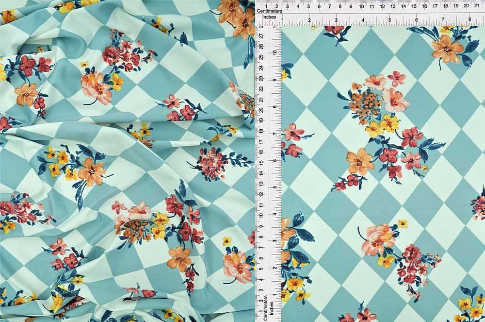 KNT1389-MS10041 / SAGE LT / 96%POLY 4%SPAN DTY ARGYLE FLORAL/FLOWER