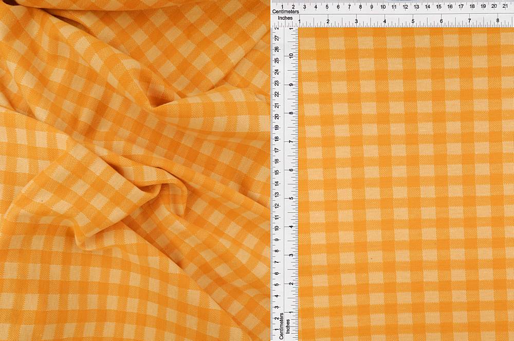KNT4414 / YELLOW AMBER/SAND / 84%POLY 13%RAY 3%SPAN DOUBLE KNIT JACQUARD GINGHAM