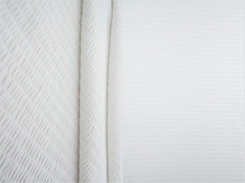 KNT4437 / OFF WHITE / 56%POLY 24%RAYON 20%SPAN SOLID SMOCKING JERSEY