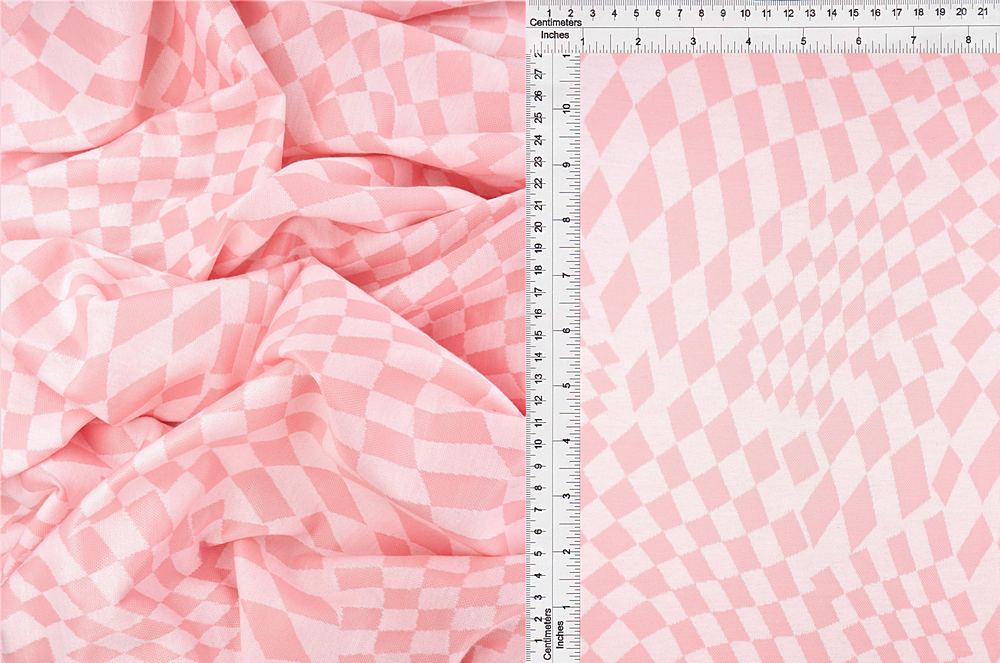 KNT4438 / PINK / 83%POLY 13%RAY 4%SP DOUBLE KNIT JACQUARD CHECKER