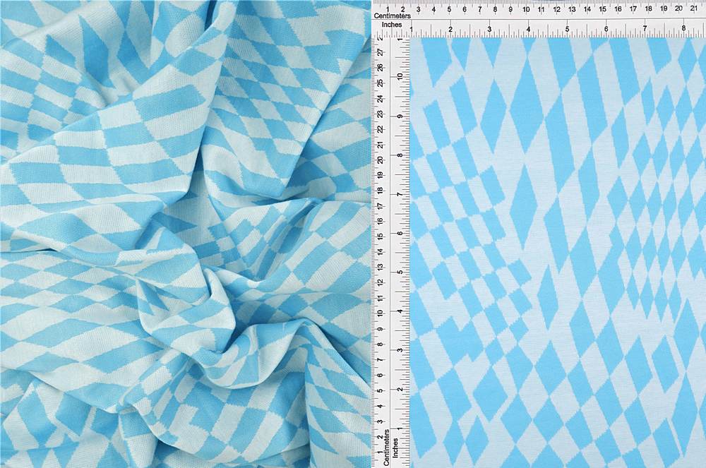 KNT4438 / BLUE / 83%POLY 13%RAY 4%SP DOUBLE KNIT JACQUARD CHECKER