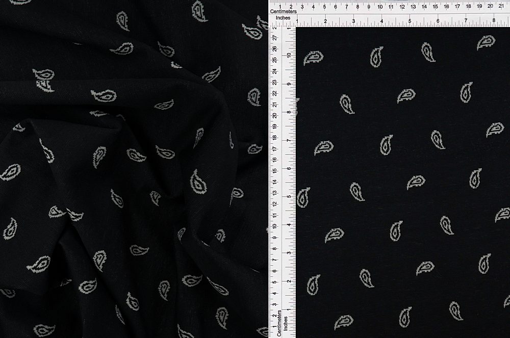 KNT4444 / BLACK / 96%POLY 4%SPAN DOUBLE KNIT JACQUARD PAISLEY