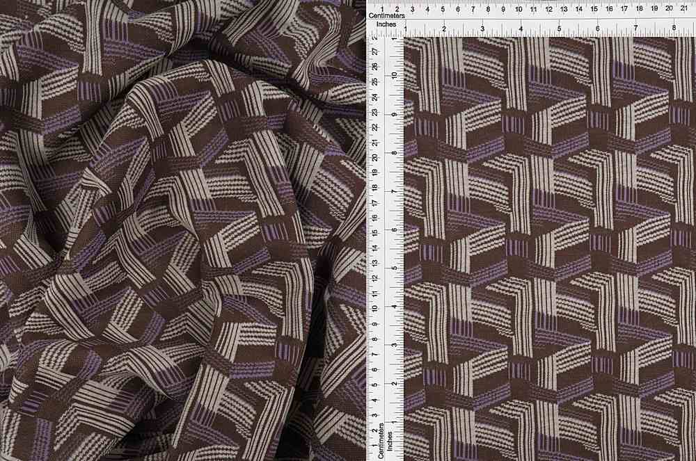 KNT4446 / BROWN/LAVENDER / 97%P 3%SP DOUBLE KNIT JACQUARD GEO