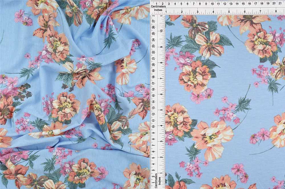 KNT1304-MS10027 / BLUE KSY / 62%P 33%R 5%SP VINTAGE FLORAL-FLOWER