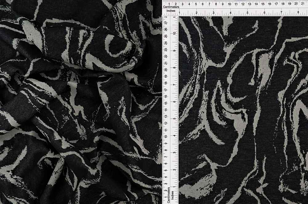KNT4439 / BLACK / 97%POLY 3%SPAN DOUBLE KNIT JACQUARD MARBLE