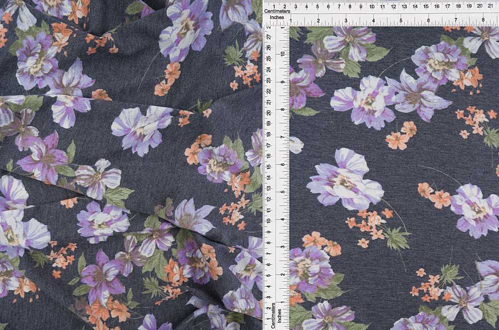 KNT1304-MS10027 / NAVY / 62%P 33%R 5%SP VINTAGE FLORAL-FLOWER