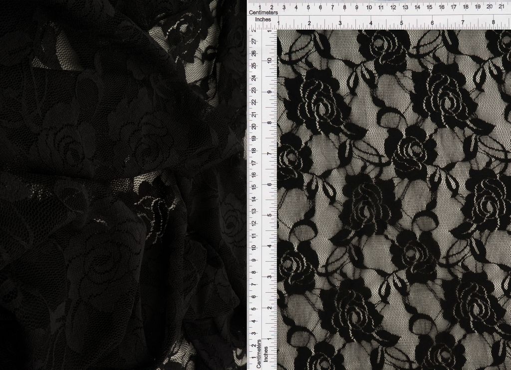 LACE1379 SOLID / BLACK / 92%Nylon 8%Span Nylon Lace Solid