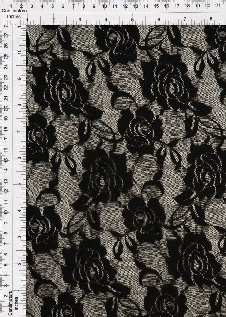 LACE1379 SOLID / BLACK / 92%Nylon 8%Span Nylon Lace Solid