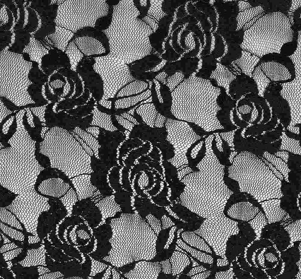 LACE1379 SOLID / BLACK / 92%Nylon 8%Span Nylon Lace Solid