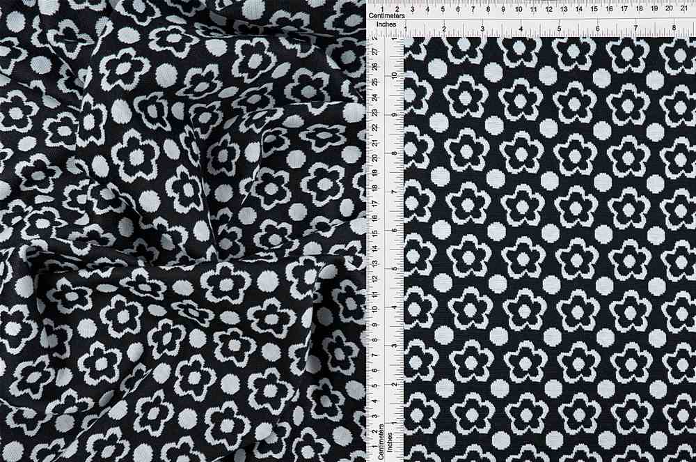 KNT4443 / BLACK / 96%POLY 4%SPAN DOUBLE KNIT JACQUARD FLOWER