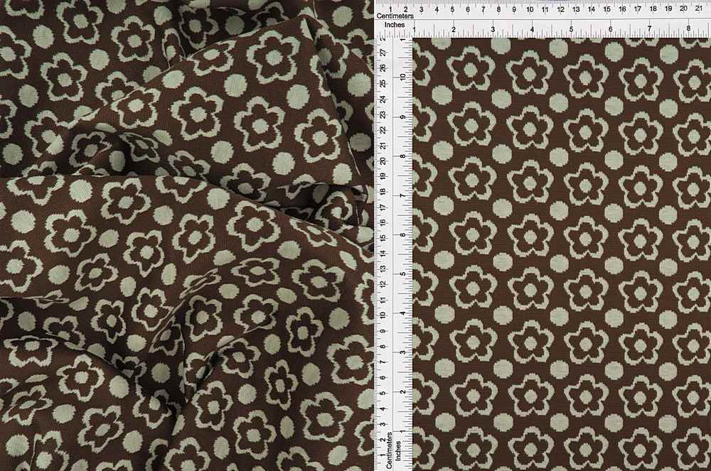 KNT4443 / BROWN / 96%POLY 4%SPAN DOUBLE KNIT JACQUARD FLOWER