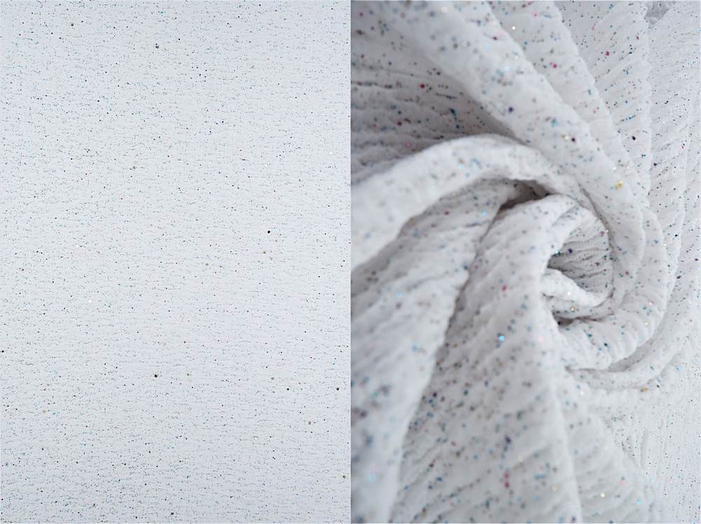 KNT4432 / WHITE / 95%POLY 5%SPAN FUKURO W/RAINBOW GLITTER