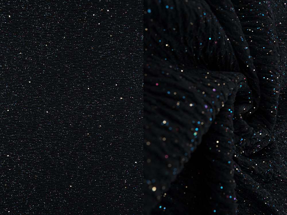 KNT4432 / BLACK / 95%POLY 5%SPAN FUKURO W/RAINBOW GLITTER