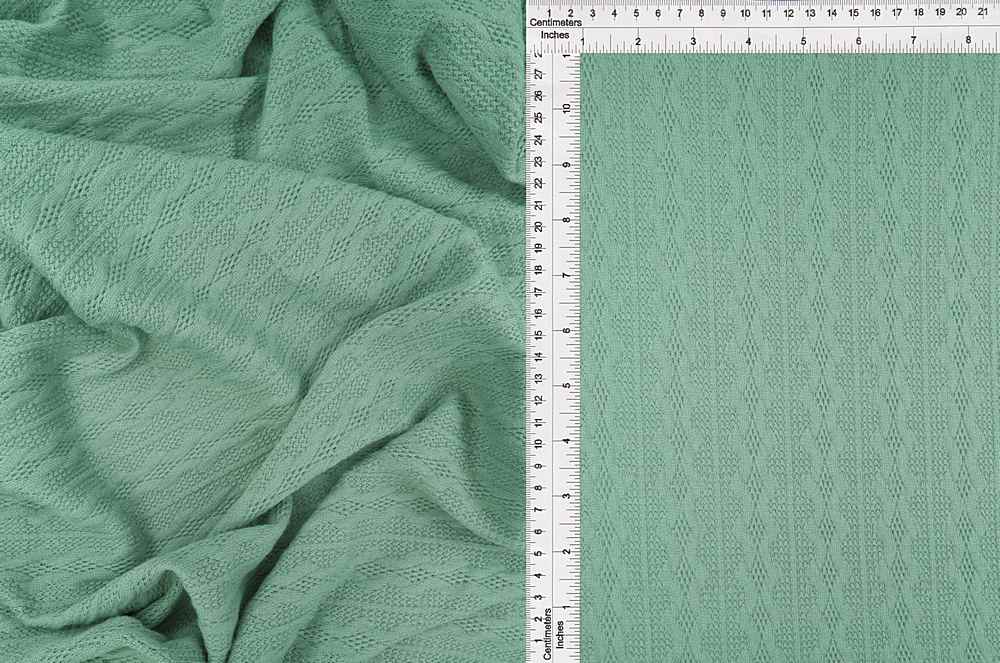 KNT4422 / SEAFOAM / 95%POLY 5%SPAN KNIT JACQUARD CABLE KNIT SWEATER