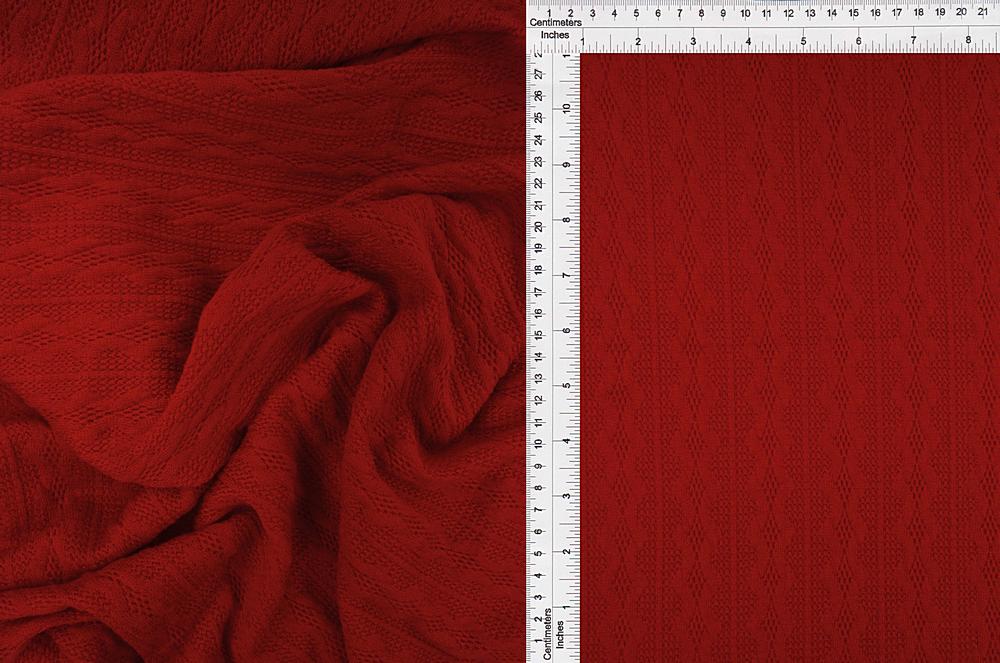 KNT4422 / RED / 95%POLY 5%SPAN KNIT JACQUARD CABLE KNIT SWEATER