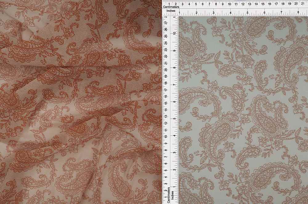 MESH-MS10526 / TAUPE/BROWN / 90%POLY 10%SPAN MESH PAISLEY PRINT