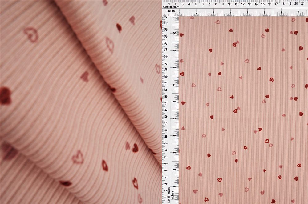 KNT3422-MS10511 / BLUSH / 87%POLY 13%SPAN 4X2 YUMMY RIB SMALL HEART PRINT