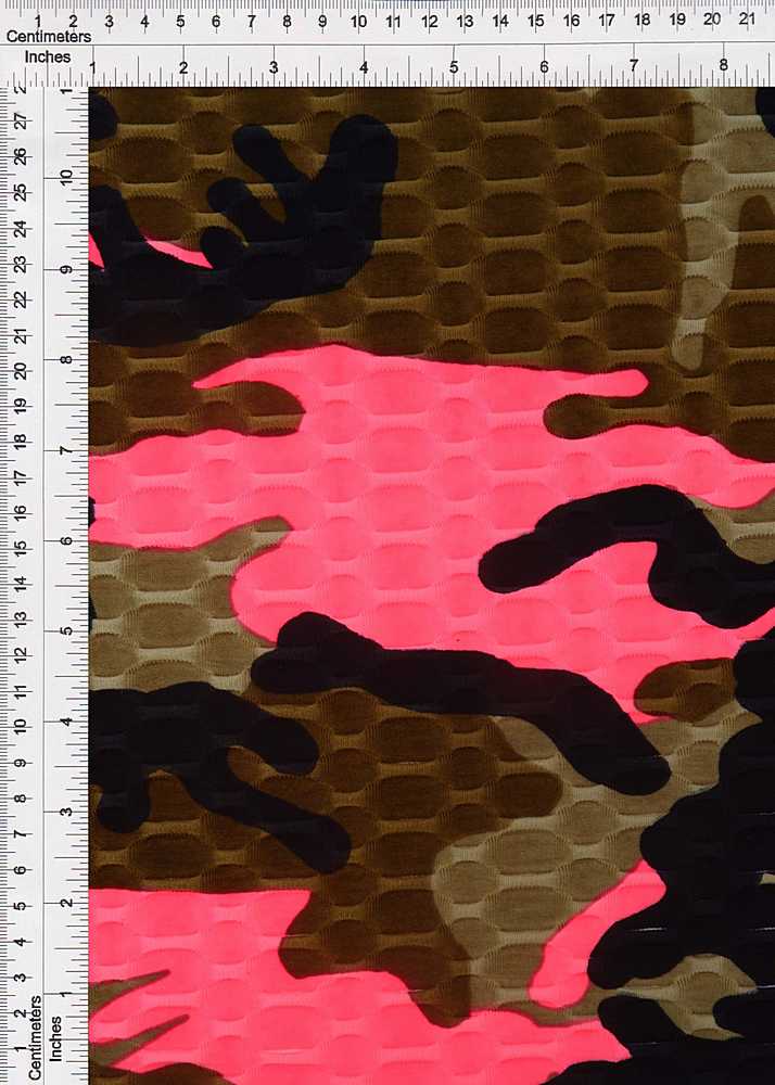 KNT4360-SE71178 / NEON PINK / 93%POLY 7%SPAN HONEYCOMB KNIT CAMO PRINT