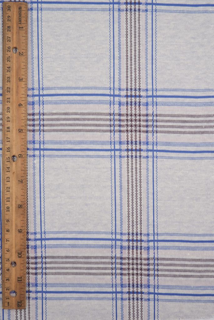 KNT4416 / BLUE / 84%POLY 13%RAY 3%SPAN DOUBLE KNIT JACQUARD PLAID