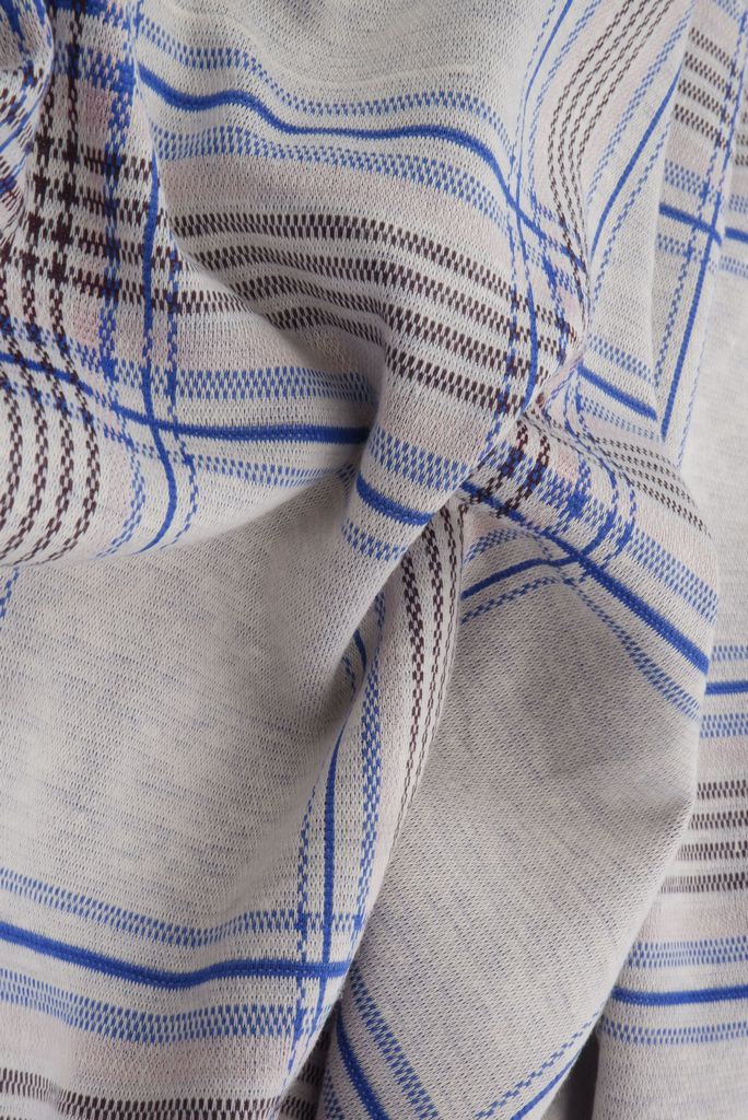 KNT4416 / BLUE / 84%POLY 13%RAY 3%SPAN DOUBLE KNIT JACQUARD PLAID