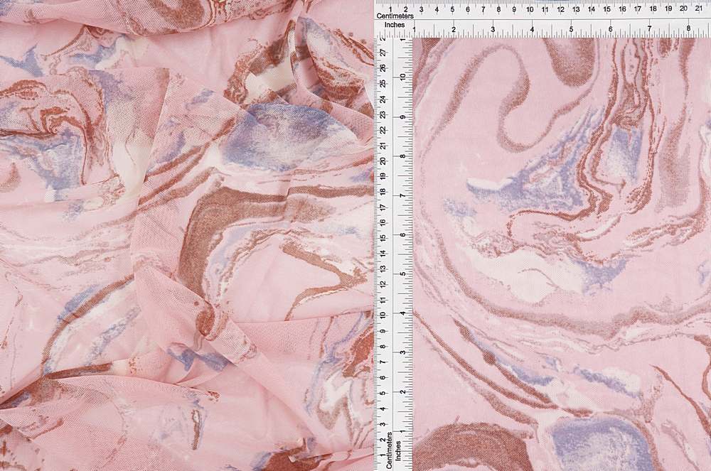 MESH-MS10015 / ROSE/BROWN / 90%POLY 10%SPAN MESH MARBLE PRINT