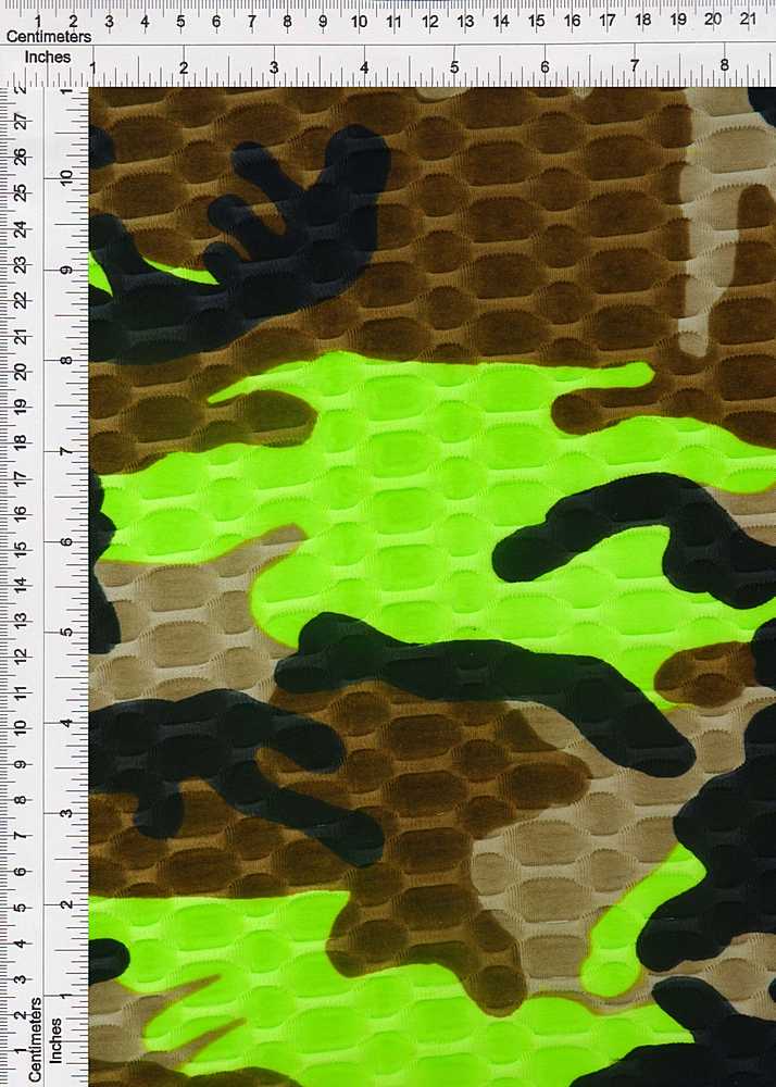 KNT4360-SE71178 / NEON LIME / 93%POLY 7%SPAN HONEYCOMB KNIT CAMO PRINT