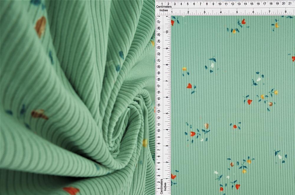 KNT3422-MS10301 / SAGE / 87%POLY 13%SPAN 4X2 YUMMY RIB DITSY FLORAL/FLOWER