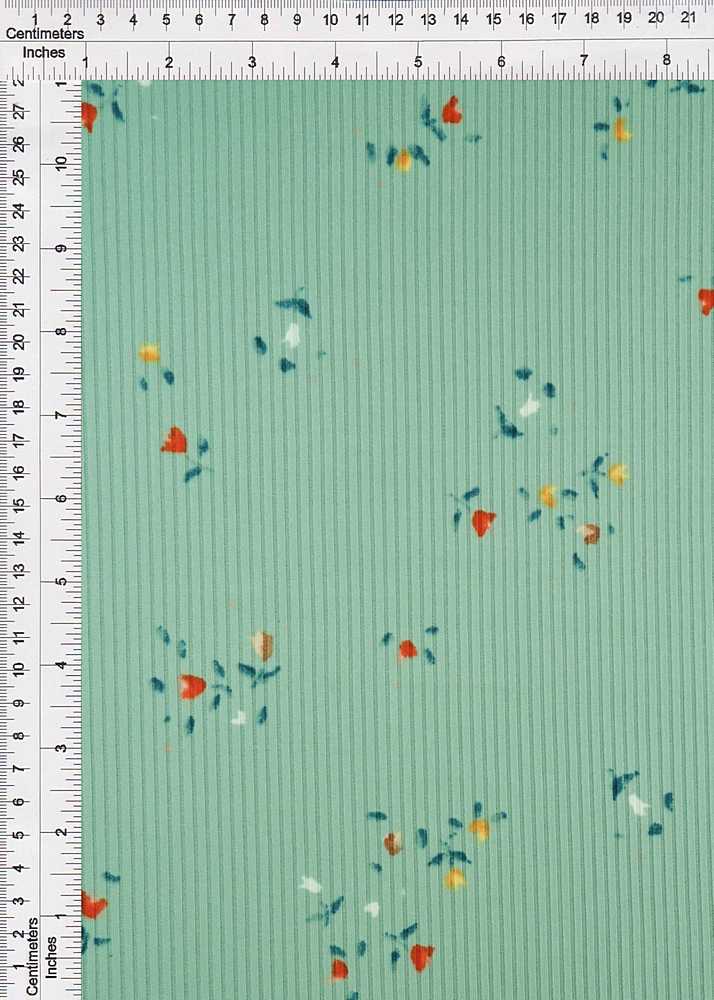 KNT3422-MS10301 / SAGE / 87%POLY 13%SPAN 4X2 YUMMY RIB DITSY FLORAL/FLOWER