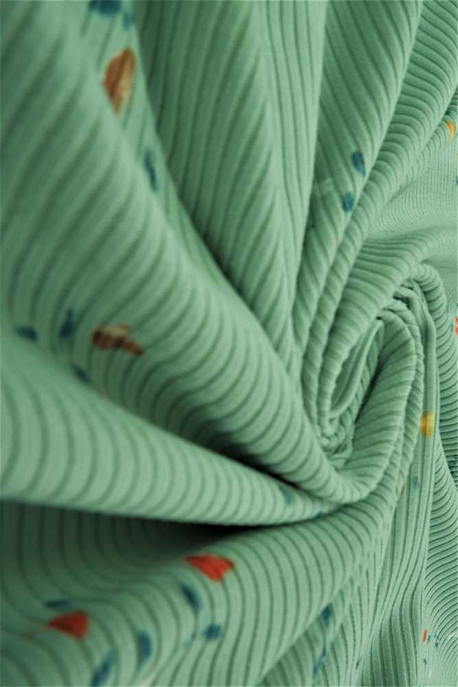 KNT3422-MS10301 / SAGE / 87%POLY 13%SPAN 4X2 YUMMY RIB DITSY FLORAL/FLOWER
