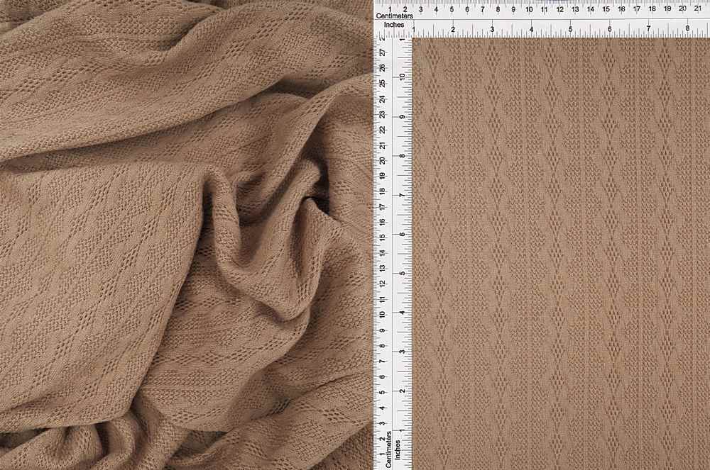 KNT4422 / MOCHA / 95%POLY 5%SPAN KNIT JACQUARD CABLE KNIT SWEATER