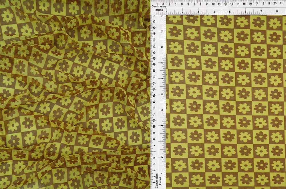 MESH-MS10017 / YELLOW / 90%POLY 10%SPAN MESH DAISY 60-70 FLORAL/FLOWER