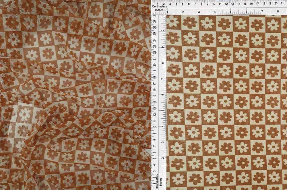 MESH-MS10017 / CAMEL / 90%POLY 10%SPAN MESH DAISY 60-70 FLORAL/FLOWER