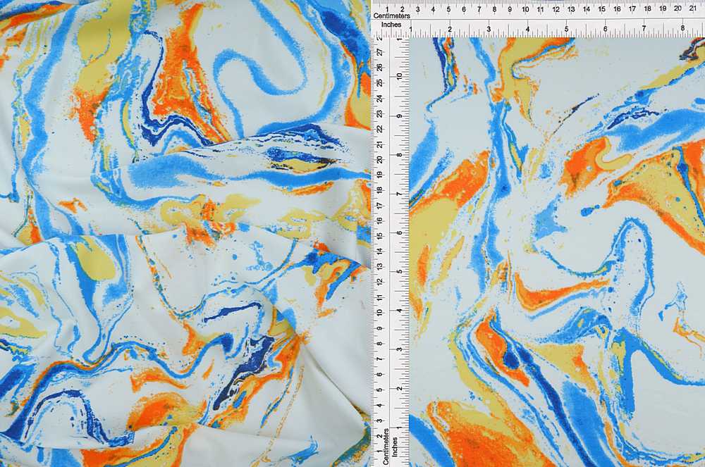 KNT2100-MS10015 / IVORY/BLUE / 96%POLY 4%SPAN DTY BRUSH MARBLE PRINT