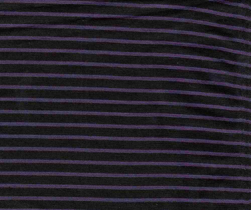 KNT3115 / BLACK/DK PURPLE / 96%RAY 4%SPAN JERSEY 1/4x1/16 Yarn Dye Stripe