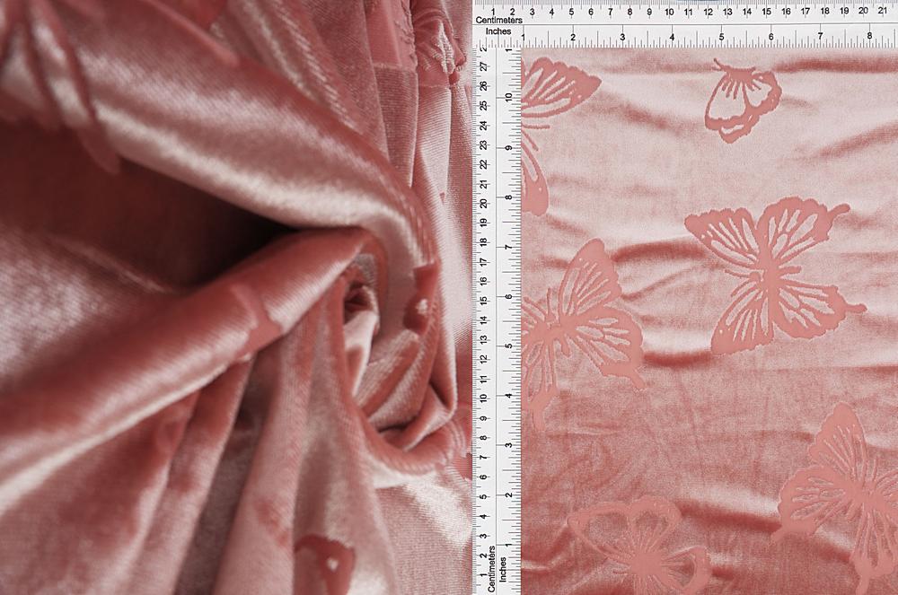 KNT3869-MS10519 / ROSE DRIED / 65%POLY 27%NYLON 8%SP BUTTERFLY VELVET BURNOUT