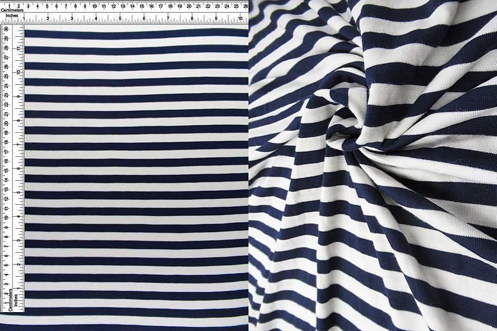 KNT3072 / NAVY/IVORY / 95%RAY 5%SPAN RAYON SPAN JERSEY 1CMx1CM HTL STP Y/D