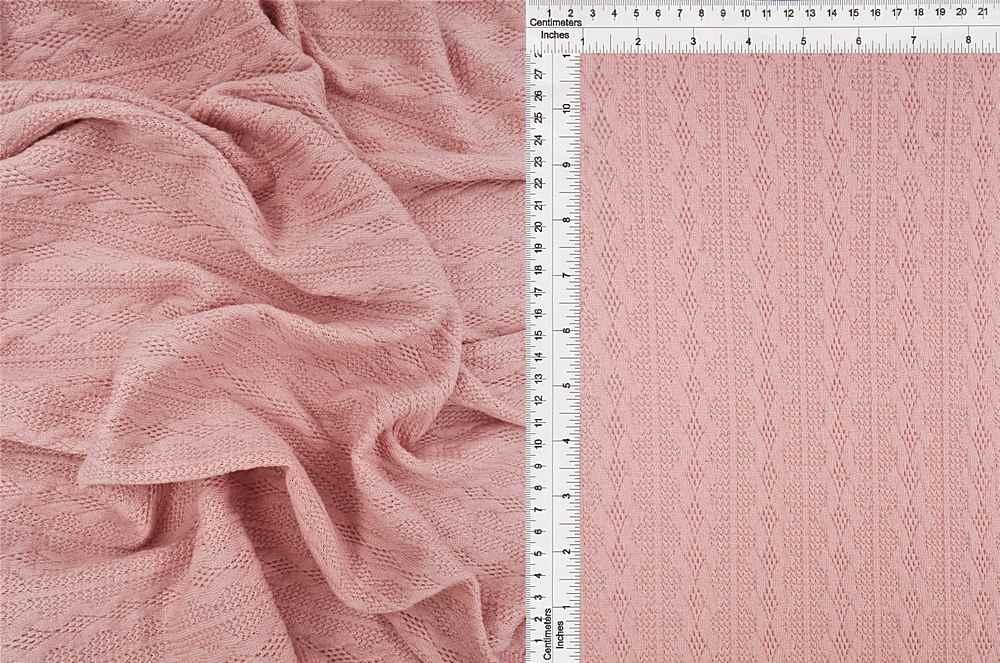 KNT4422 / ROSE LT / 95%POLY 5%SPAN KNIT JACQUARD CABLE KNIT SWEATER